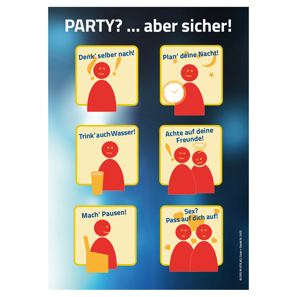 Aushang (DIN A3) • Party? ... aber sicher!