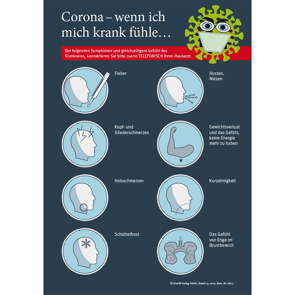 Aushang (DIN-A4) • Corona Aushang „Symptome“ 